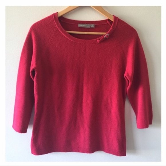 Croft & Barrow Red Knit Rhinestone Heart Bow Christmas Sweater Holiday Small - Picture 2 of 6